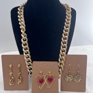 4 Pieces of Avon Jewelry - 3 pair of earrings and 1 necklace.  Vintage
